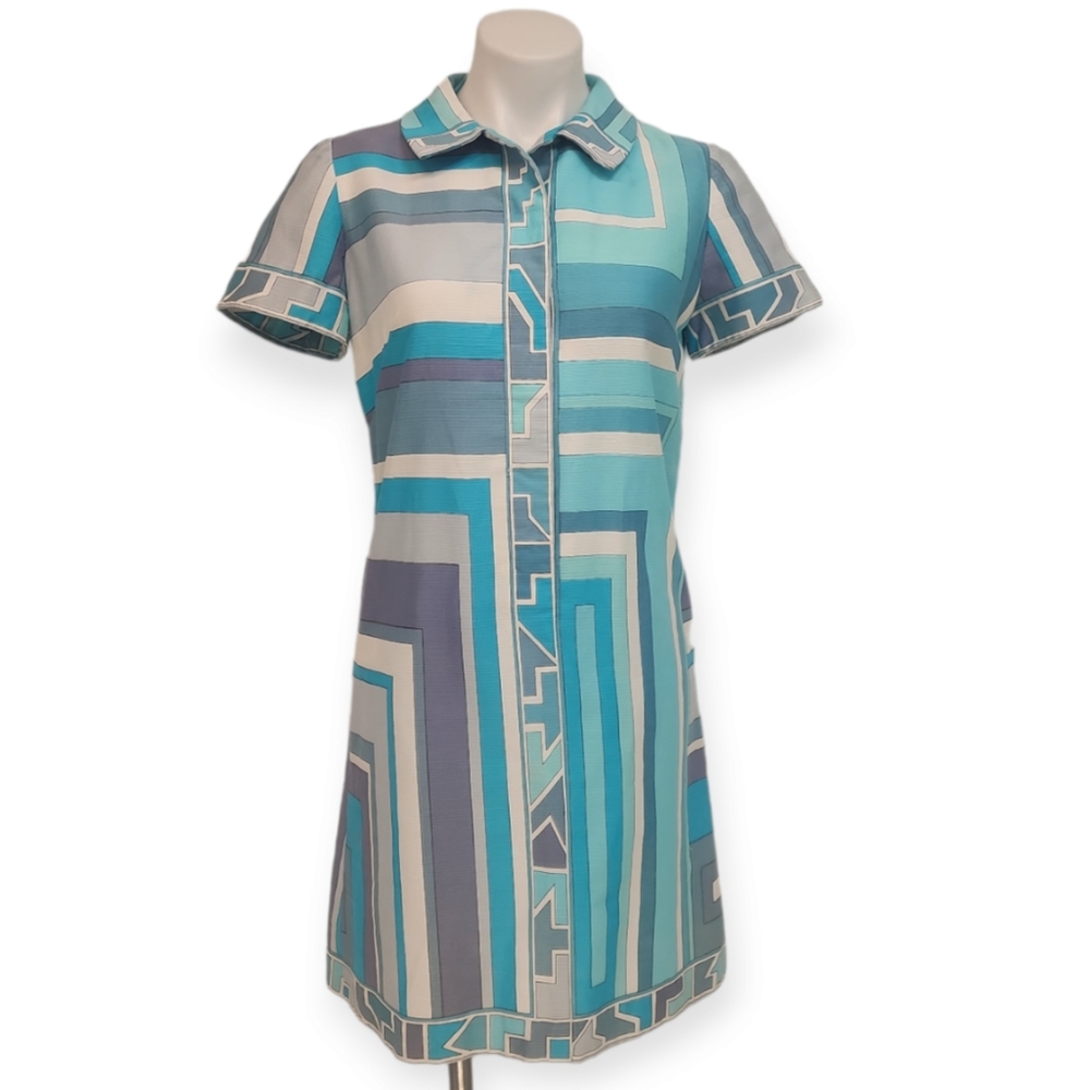 1960s Retro Mod Geometric Abstract Dress